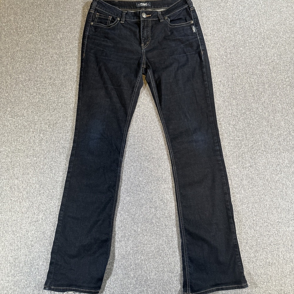 Silver Jeans Avery Slim Bootcut Dark Wash W31 L37 Raw Hem Distressed Jeans